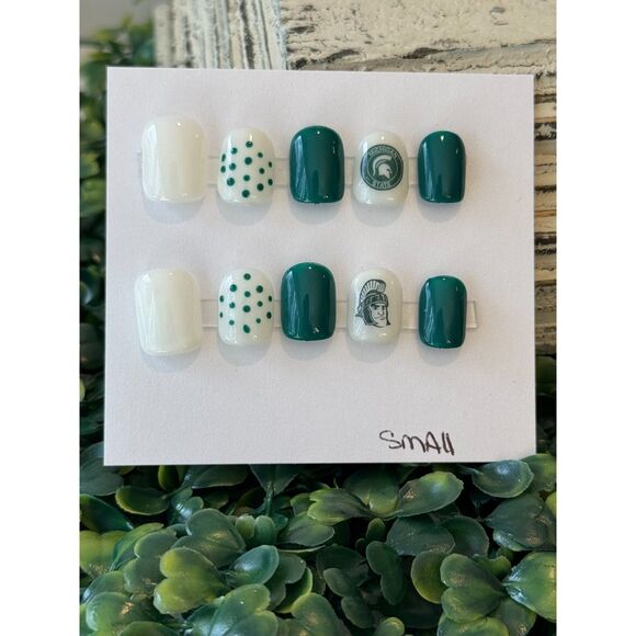 Michigan State Dots - Handpainted/Designed Reusable Press n Nails - Picture 3 of 7